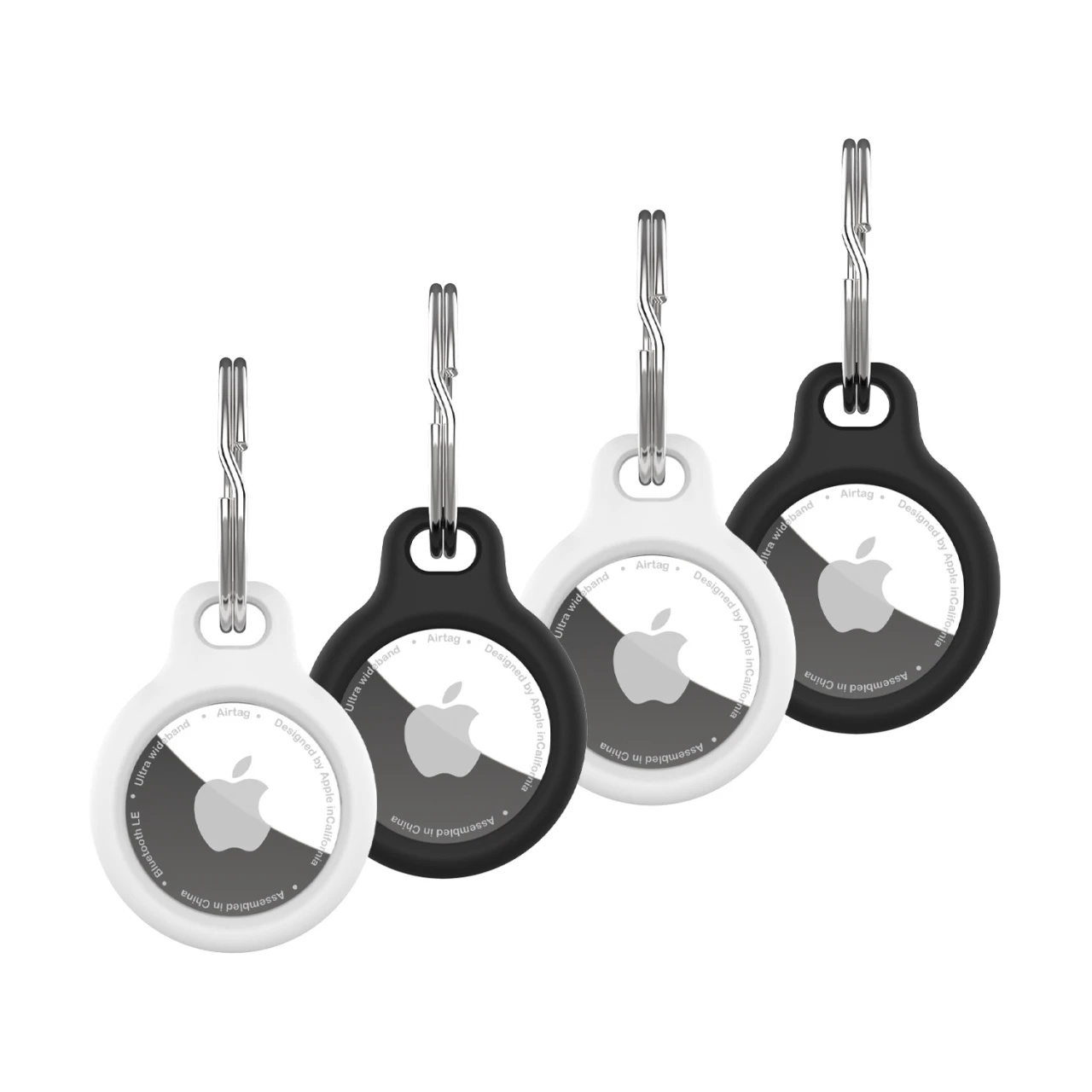 Silikonové pouzdro FIXED Silky pro Apple AirTag 4ks, 2x černé + 2x bílá