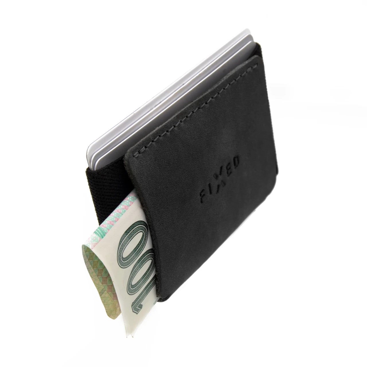 Kožená peněženka FIXED Tiny Wallet z pravé hovězí kůže, černá