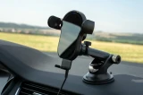 Automatický držák do auta s rychlým bezdrátovým nabíjením FIXED Matic XL na sklo nebo palubní desku, 15W, černá