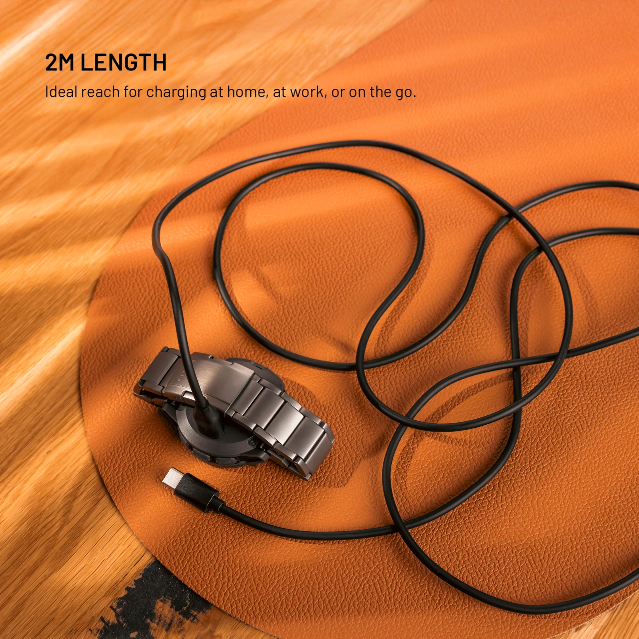Nabíjecí USB-C kabel FIXED pro smartwatch Garmin Forerunner/Fenix/Venu/Vívoactive/Instinct, 2m, černá