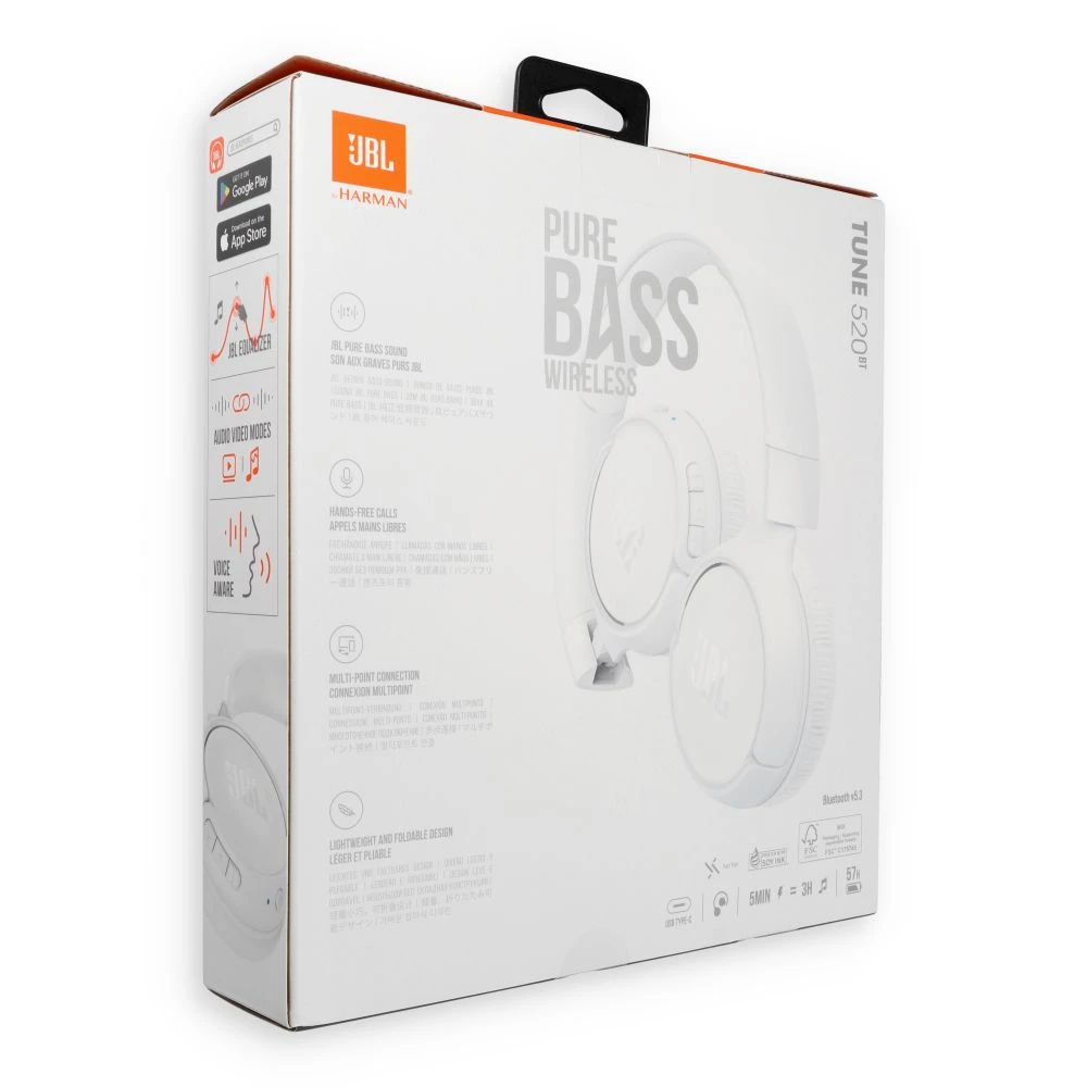 Wireless headphones JBL Tune 520BT white