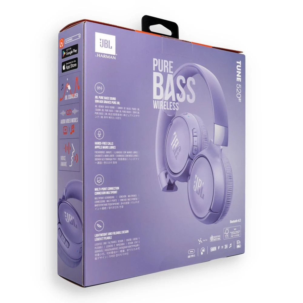 Wireless headphones JBL Tune 520BT purple