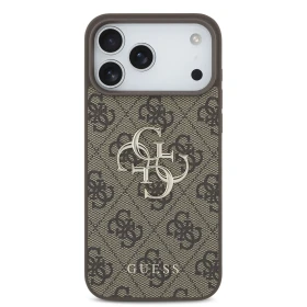 Zadní kryt Guess PU 4G Metal Logo pro Samsung Galaxy S26 FE, hnědá