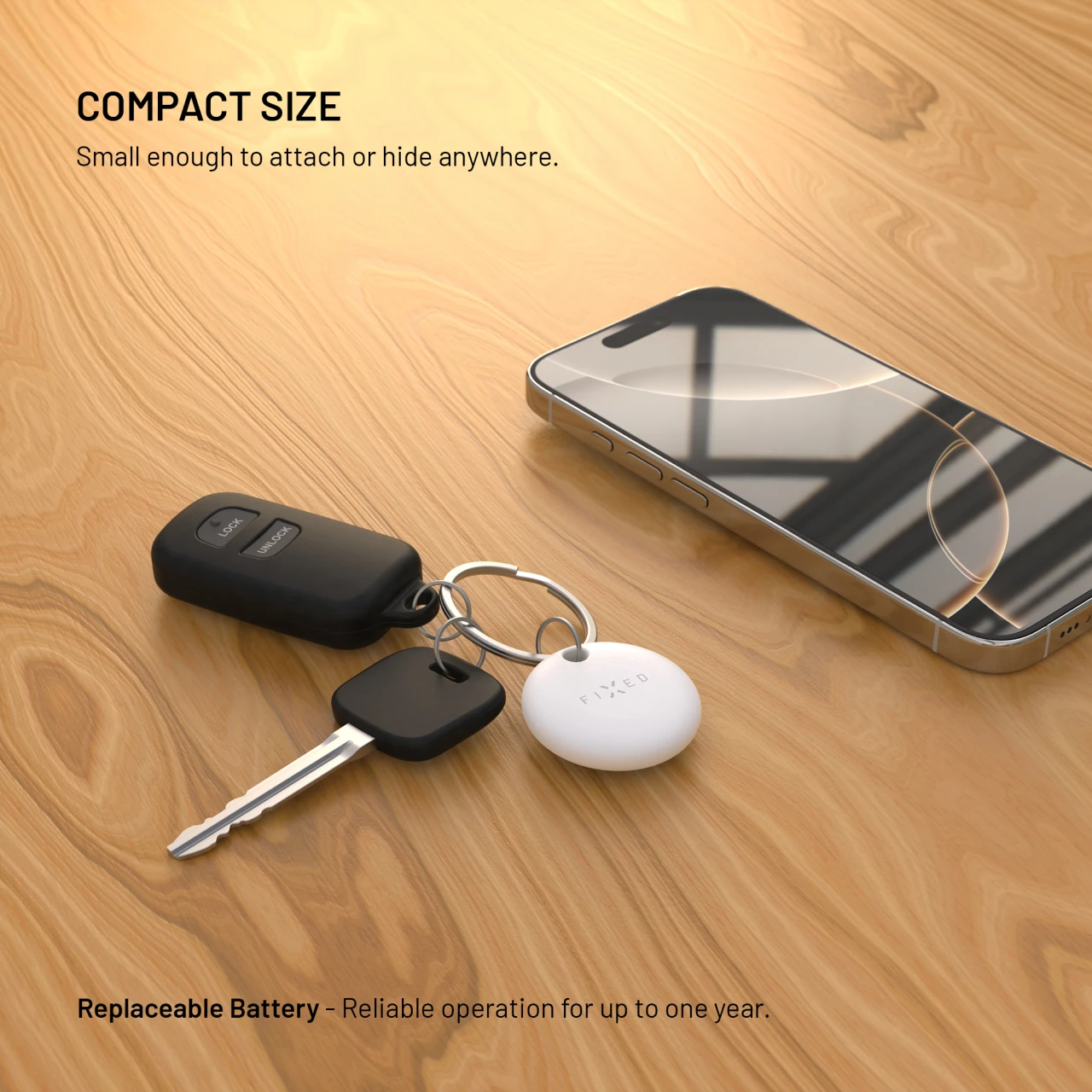 Smart tracker FIXED Tag Dual s podporou Find My a Find Hub, bílá