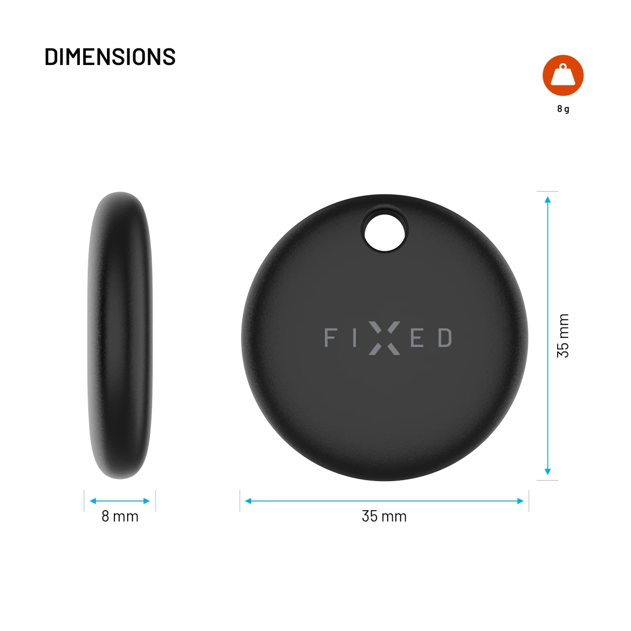 Smart tracker FIXED Tag Dual s podporou Find My a Find Hub, černá