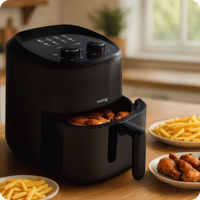 Horkovzdušná fritéza Huslog 1400W, objem 3,5l, černá