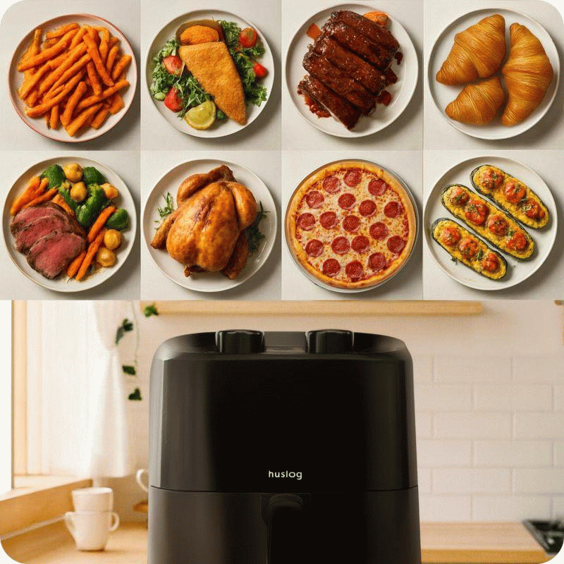 Horkovzdušná fritéza Huslog 1400W, objem 3,5l, černá