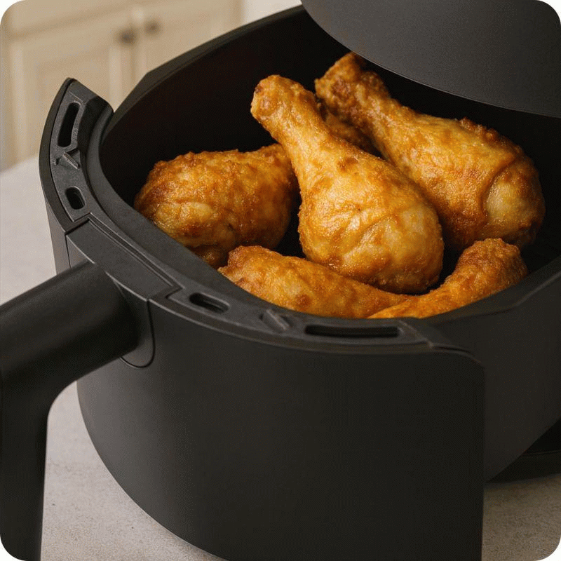 Horkovzdušná fritéza Huslog 1000W, objem 2,3l, černá