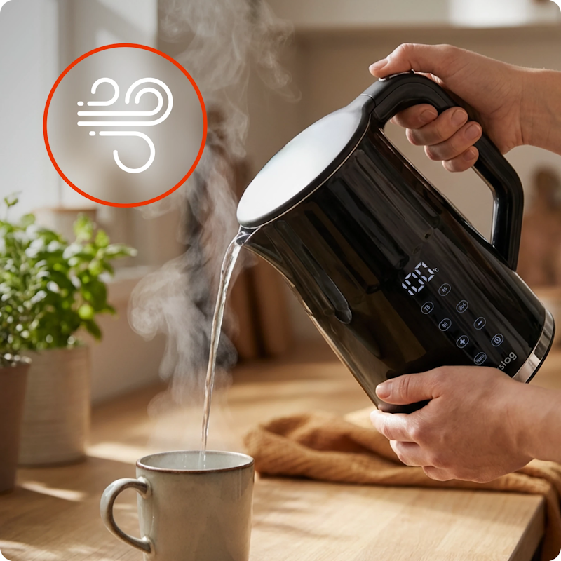 Rychlovarná konvice Huslog 1,7l nerezová s displejem, černá