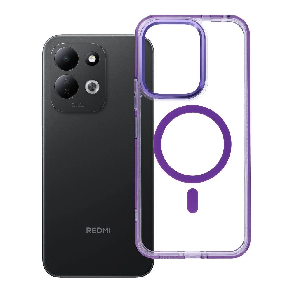 Case for Xiaomi Redmi 17 4G / 5G Frame Clear Hybrid Mag Cover compatible with MagSafe purple