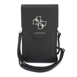 Taška na telefon se zipem Guess PU Grained 4G Metal Logo, tmavě hnědá