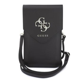 Taška na telefon se zipem Guess PU Grained 4G Metal Logo, tmavě hnědá
