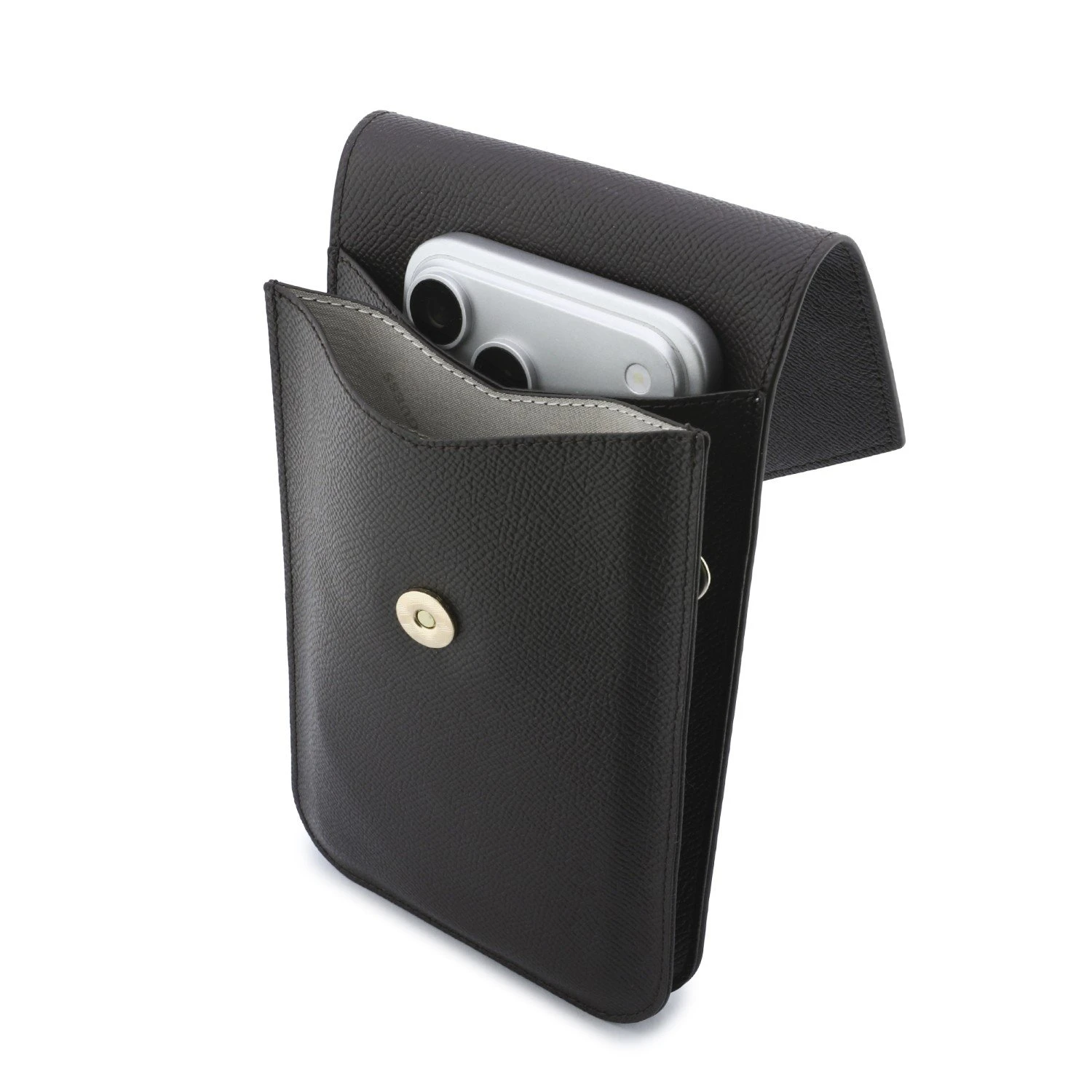 Guess PU Grained 4G Metal Logo Taška na Telefon Dark Brown