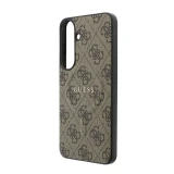 Guess PU Leather 4G Gold Frame Magnetic Zadní Kryt pro Samsung Galaxy S26 FE Brown