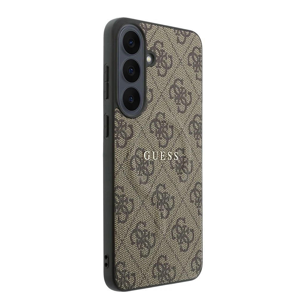 Guess PU Leather 4G Gold Frame Magnetic Zadní Kryt pro Samsung Galaxy S26 FE Brown