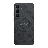 Guess PU Leather 4G Gold Frame Magnetic Zadní Kryt pro Samsung Galaxy S26 FE Black