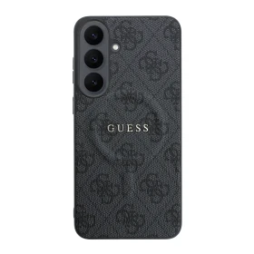 Zadní kryt Guess PU Leather 4G Gold Frame Magnetic pro Samsung Galaxy S26 FE, černá
