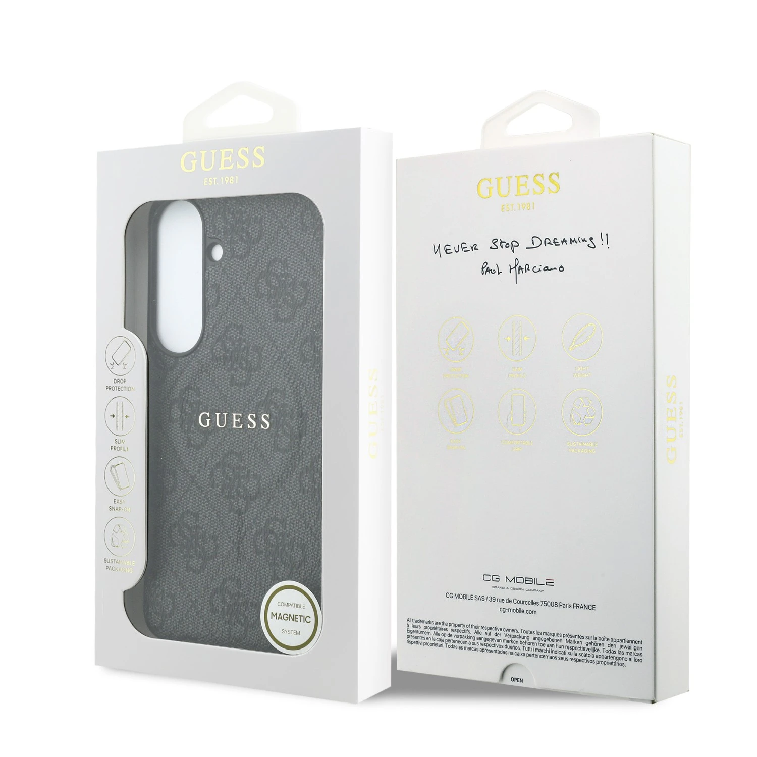 Guess PU Leather 4G Gold Frame Magnetic Zadní Kryt pro Samsung Galaxy S26 FE Black