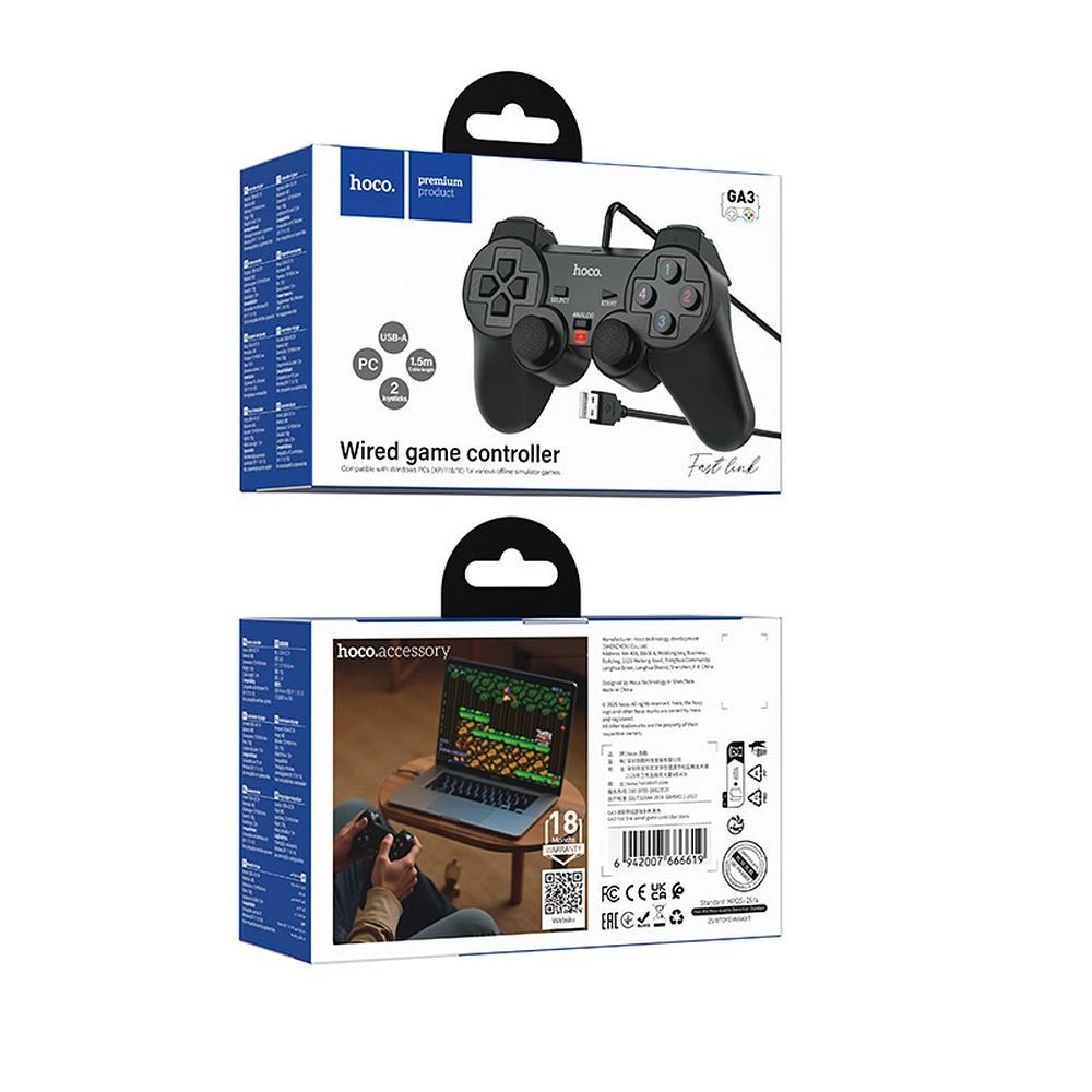 Wire gamepad Hoco for PC Fast Link GA3 black