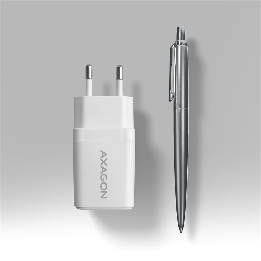 AXAGON ACU-PQ33W, GaN nabíječka do sítě 33W, USB-A + USB-C, PD3.0/PPS/QC4+/SFC2.0/Apple, bílá