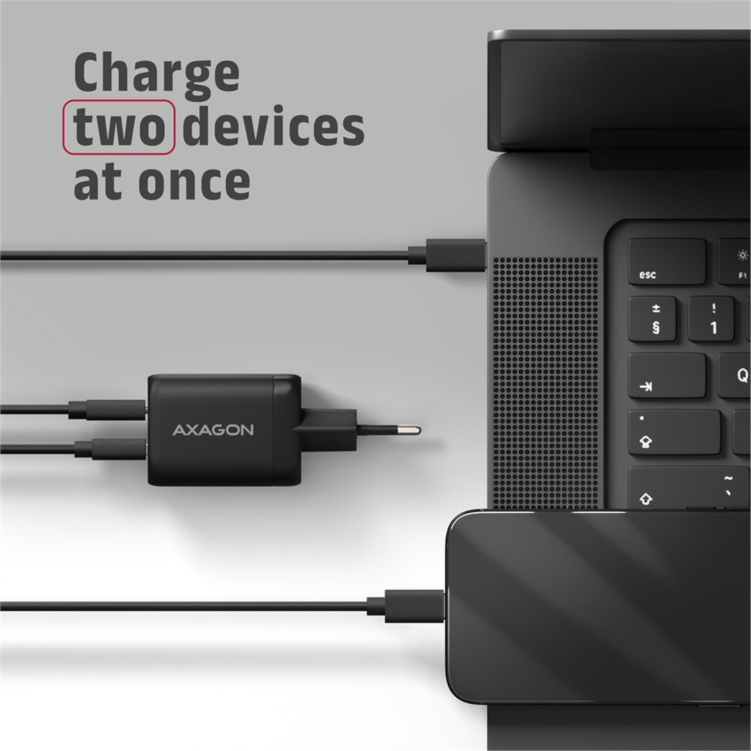 AXAGON ACU-PQ100, GaN nabíječka do sítě 100W, USB-A + USB-C, PD3.0/PPS/QC4+/SFC2.0/Apple, černá