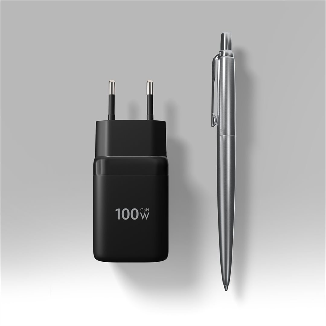AXAGON ACU-PQ100, GaN nabíječka do sítě 100W, USB-A + USB-C, PD3.0/PPS/QC4+/SFC2.0/Apple, černá