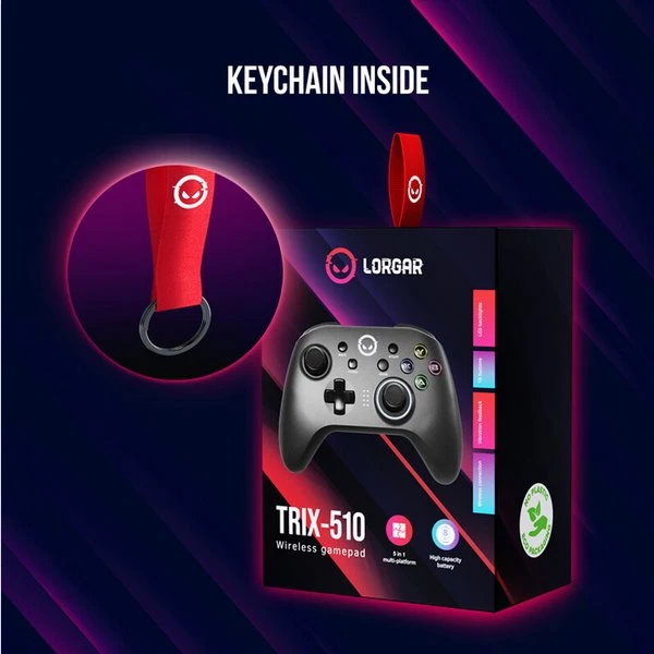 LORGAR gamepad TRIX-510 pro Nintendo Switch, Android, PC, iOS 13, PS3, černý