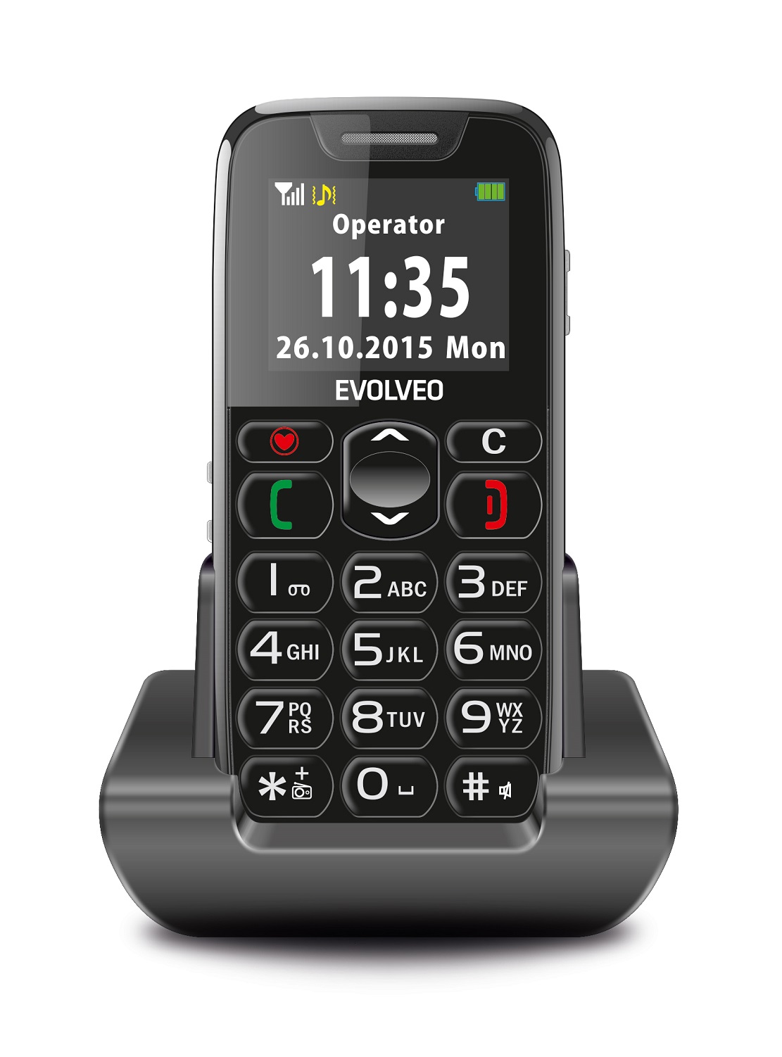 Mobilní telefon Evolveo EasyPhone EP-500 BlackV CENĚ 398 Kč - Aligator nabíječka do auta 12/24V microUSB 1A + Datový USB kabel CELLY s microUSB - modrý