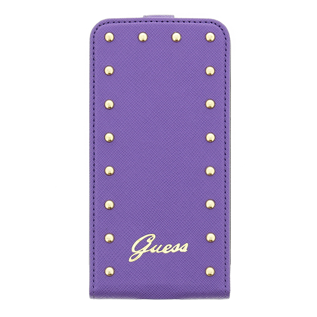 GUFLS5SAV Guess Studded Flip Kožené Pouzdro Purple pro Samsung G900 Galaxy S5
