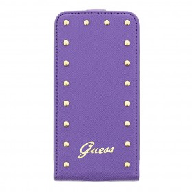 GUFLS5SAV Guess Studded Flip Kožené Pouzdro Purple pro Samsung G900 Galaxy S5