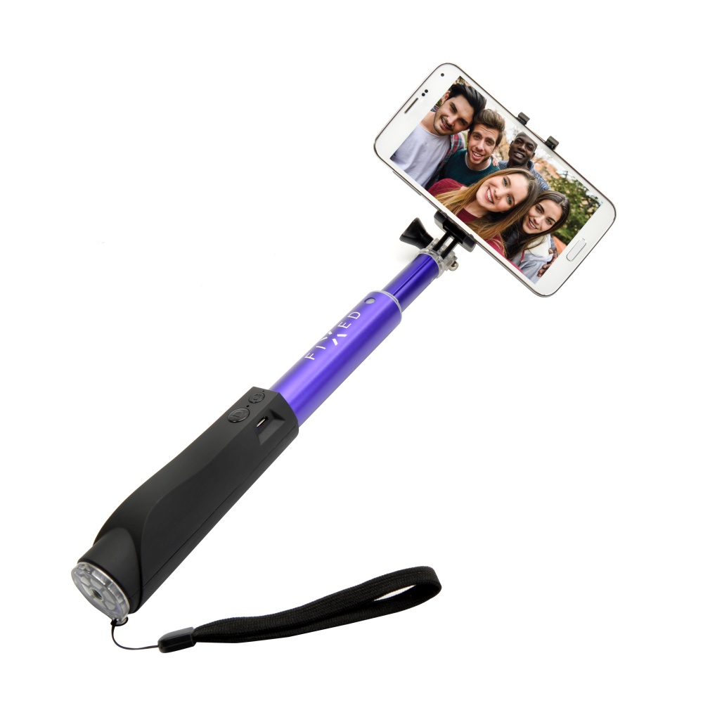 Teleskopická selfie tyč FIXED s BT spouští, modrá