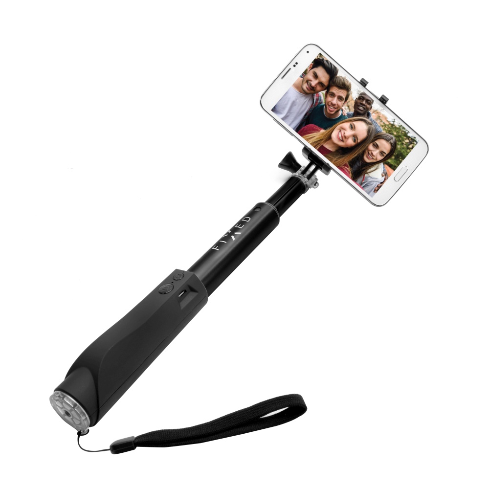 Teleskopická selfie tyč FIXED s BT spouští, černá
