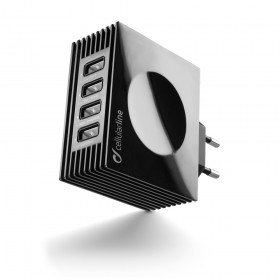 Síťová nabíječka CellularLine Quad Ultra 4xUSB, 21W/4.2 A max, černá