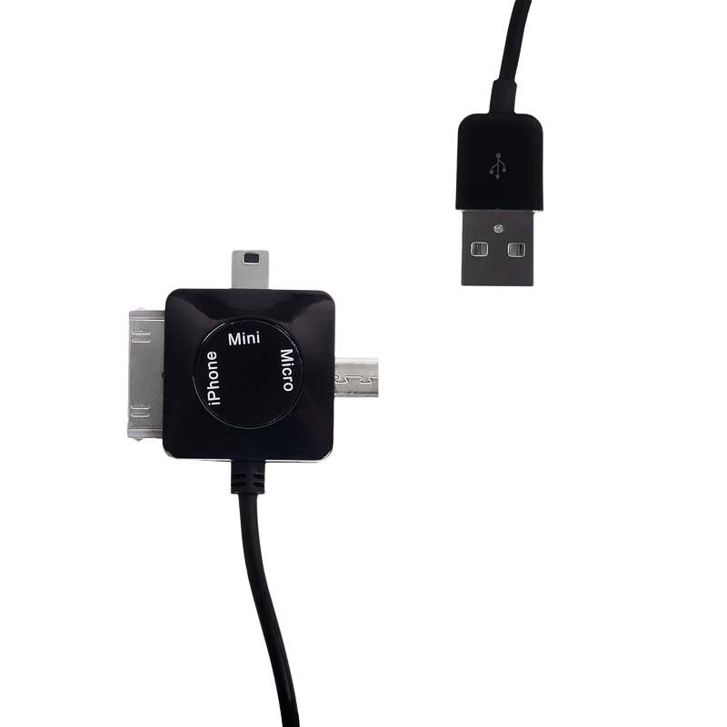 Datový kabel Whitenergy micro/mini USB/iPhone 4 1m černý