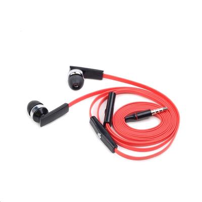 Levně Sluchátka Gembird s mikrofonem pro MP3, plochý kabel červené