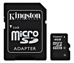 Paměťová karta KINGSTON 8GB Micro SDHC, class 4 (s adaptérem)