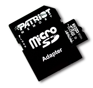 Paměťová karta PATRIOT 16GB microSDHC Class10, 10MB/s s adaptérem