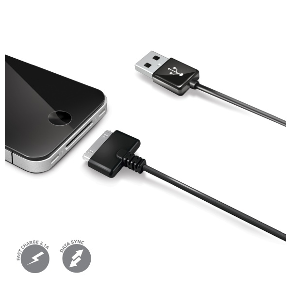 Datový kabel CELLY pro Apple iPhone 30-pin konektor černý