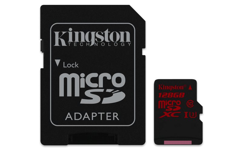 Kingston 128GB Micro SD, class 10/UHS-I U3 R: 90MB/s W: 80MB/s s adapterem