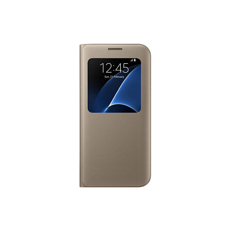 Flipové pouzdro S View Cover pro Samsung S7 Edge, zlaté