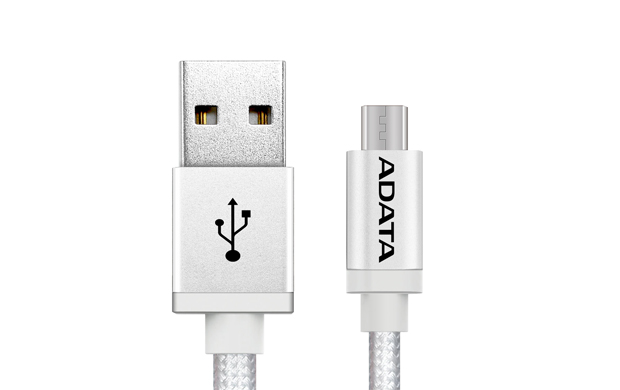 ADATA MicroUSB kabel nylonový 1m stříbrný