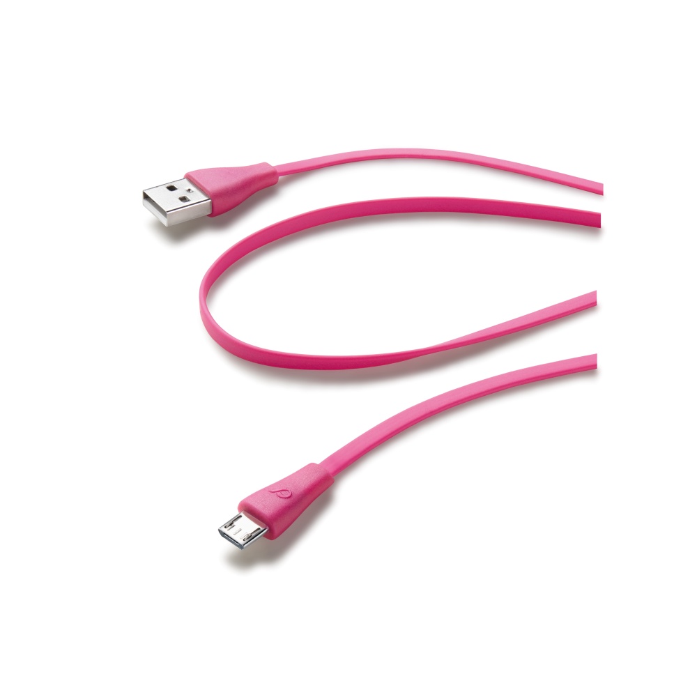 CellularLine Datový kabel USB-microUSB 1m růžový