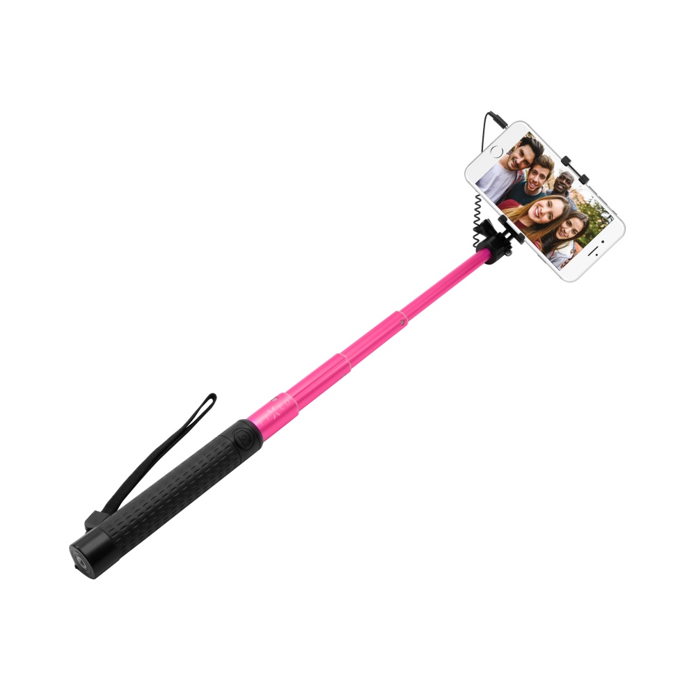 Teleskopická selfie tyč FIXED v luxusním hliníkovém provedení, růžový