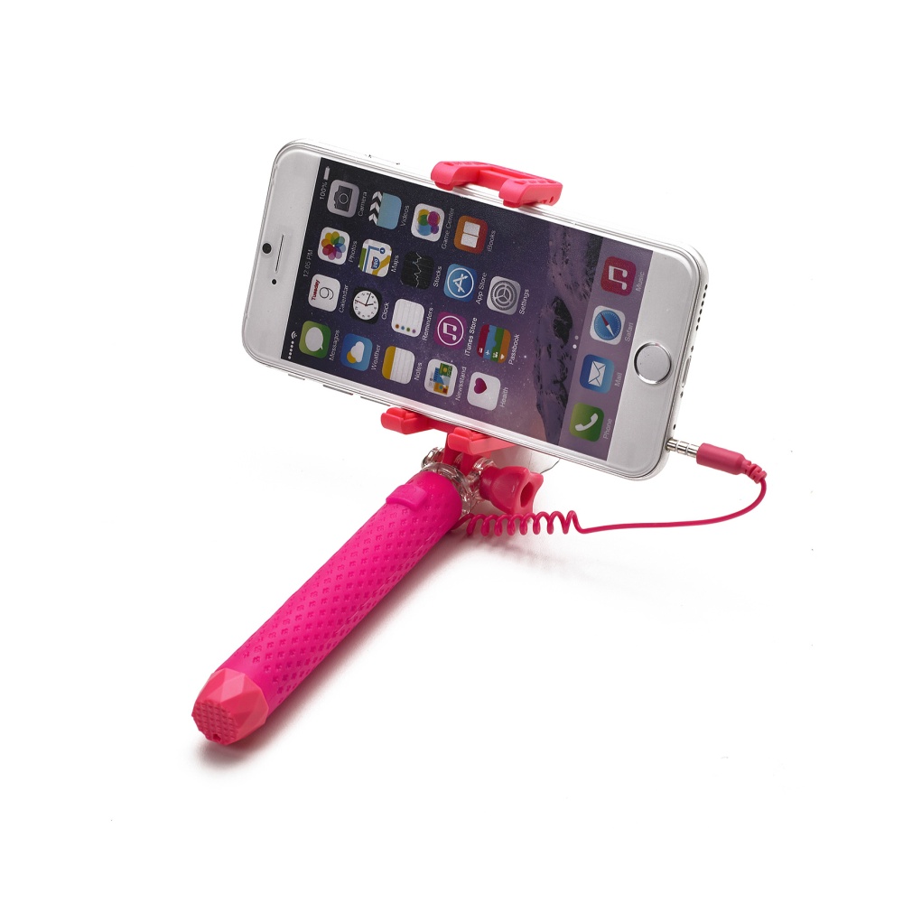 Selfie tyč CELLY Mini selfie, spoušť přes 3,5 mm jack, kompaktní rozměry, růžová