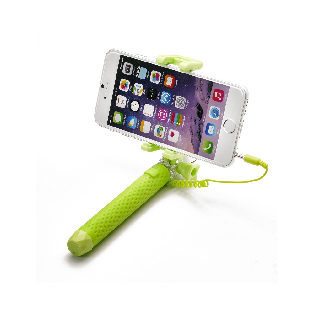 Selfie tyč CELLY Mini selfie, spoušť přes 3,5 mm jack, kompaktní rozměry, zelená