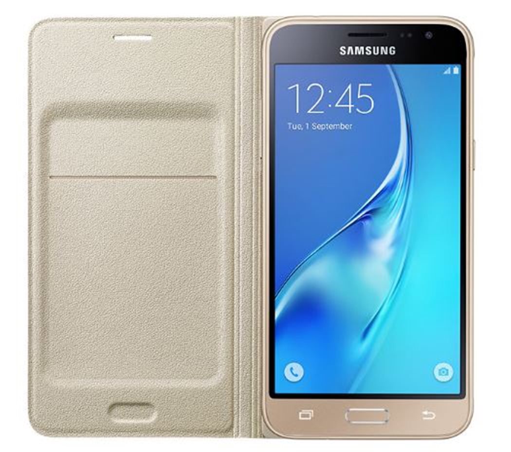Samsung EF-WJ320PFE pouzdro flip Samsung Galaxy J3 2016 zlaté