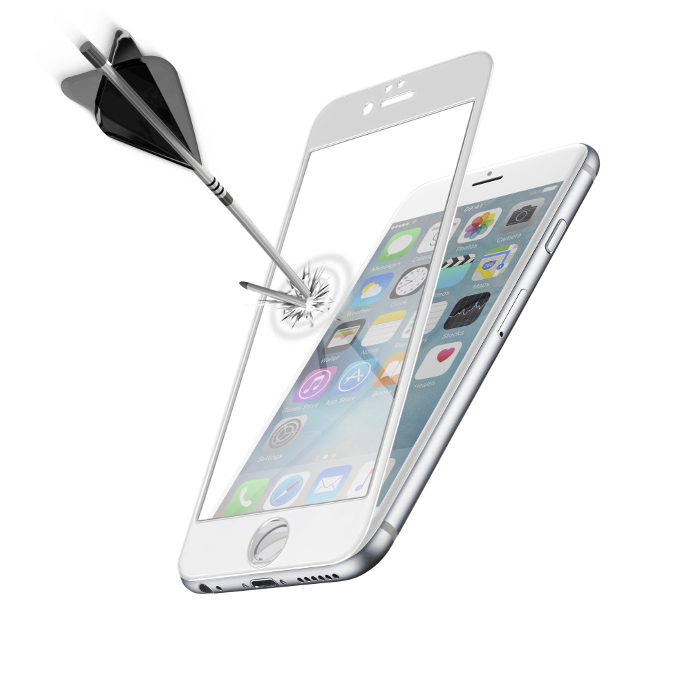 Ochranné tvrzené sklo pro celý displej CellularLine CAPSULE pro Apple iPhone 6, bílé