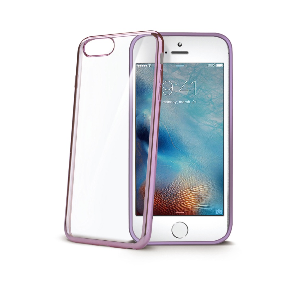 CELLY Laser silikonové pouzdro - lemování s kovovým efektem pro Apple iPhone 7/8 Plus, růžovozlaté