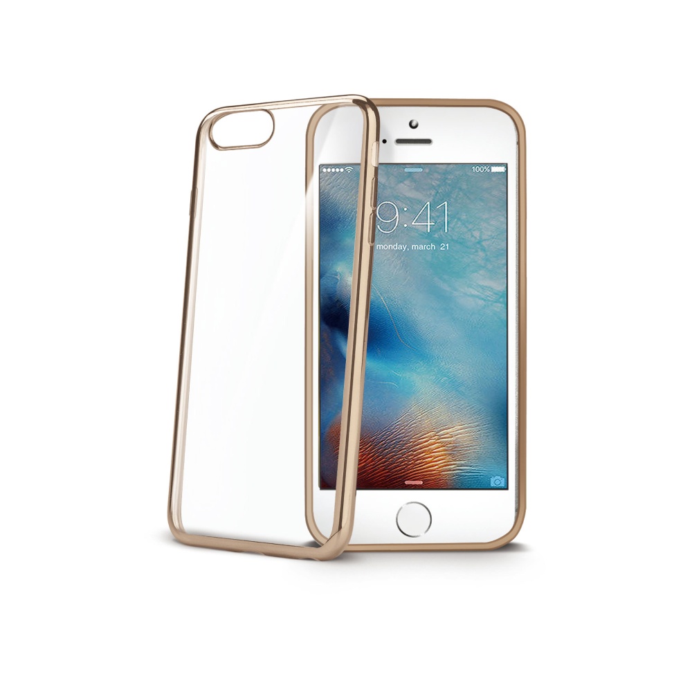 CELLY Laser silikonové pouzdro - lemování s kovovým efektem pro Apple iPhone 7, zlaté