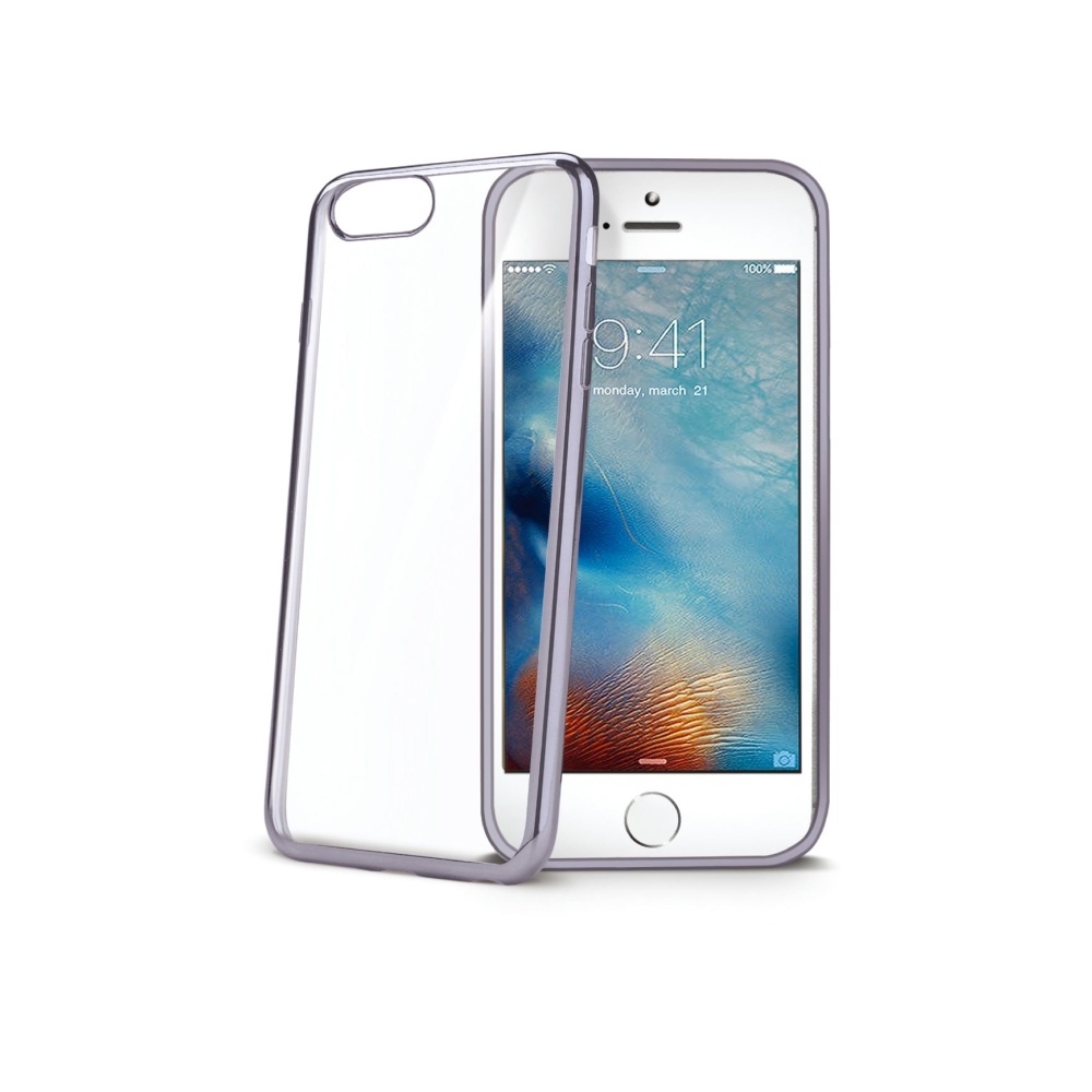 CELLY Laser silikonové pouzdro - lemování s kovovým efektem pro Apple iPhone 7/8, černá